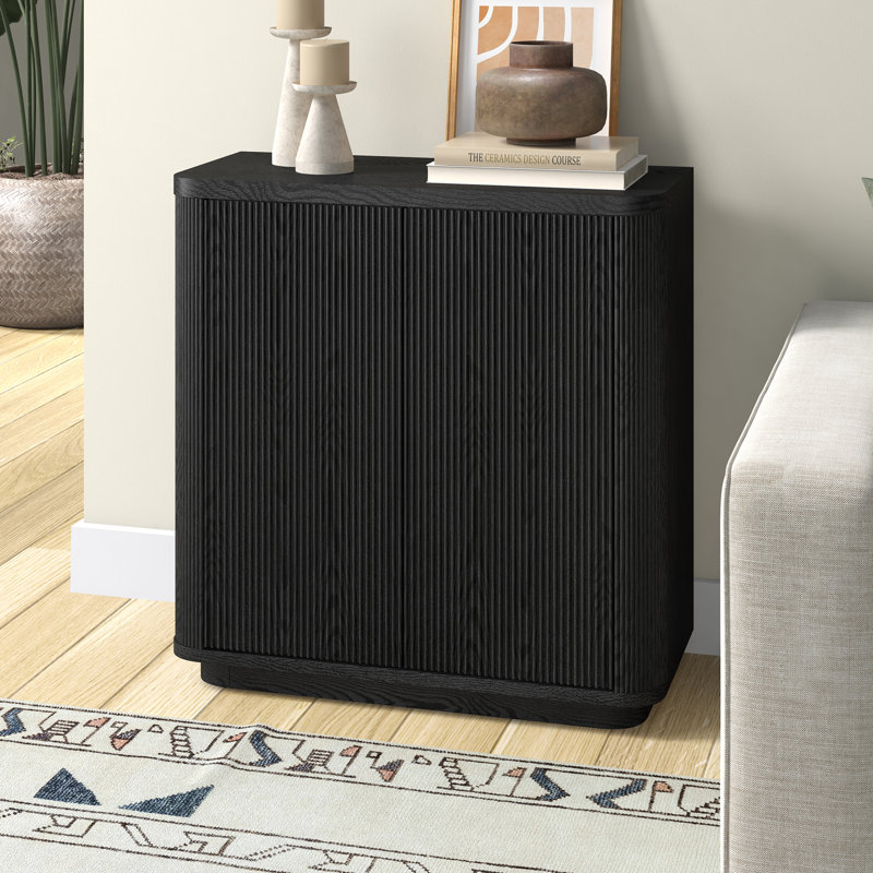 Alhassane 32" Wide Rectangular Accent Cabinet, Black 