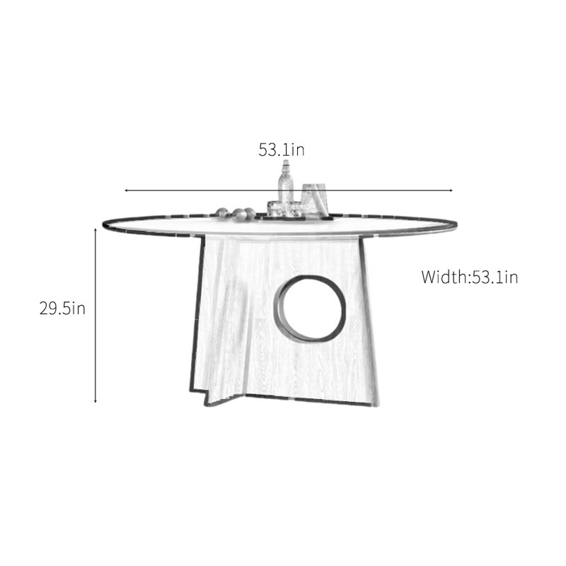 Table de salle à manger à pieds creux en bois massif, Blanc/Noir, H 29,5 po x L 53,1 po x l 53,1 po