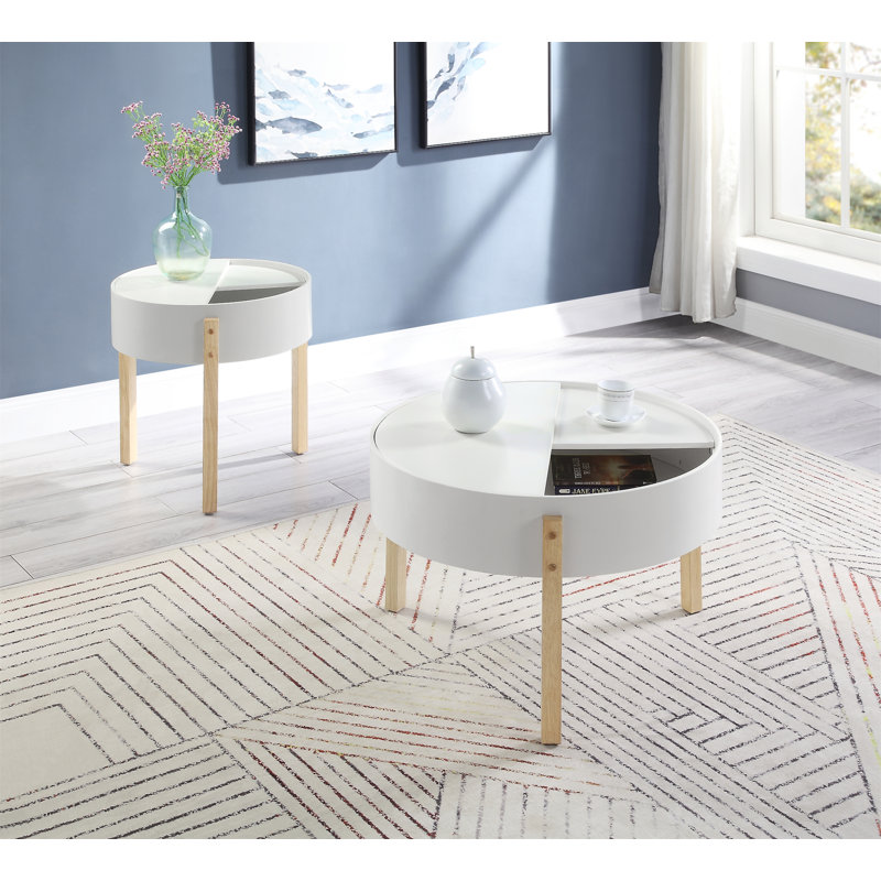 Bodfish White & Natural Round Coffee Table