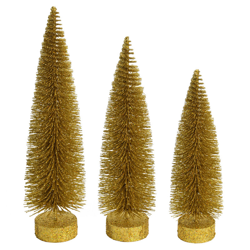 Ensemble de 3 arbres ovales à paillettes dorées 12 "- 14" - 16 "
