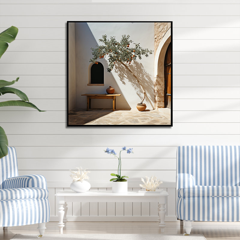 Plage, solitude, arbre, vision, Toile tendue, H 16 po x l 16 po x P 1 po