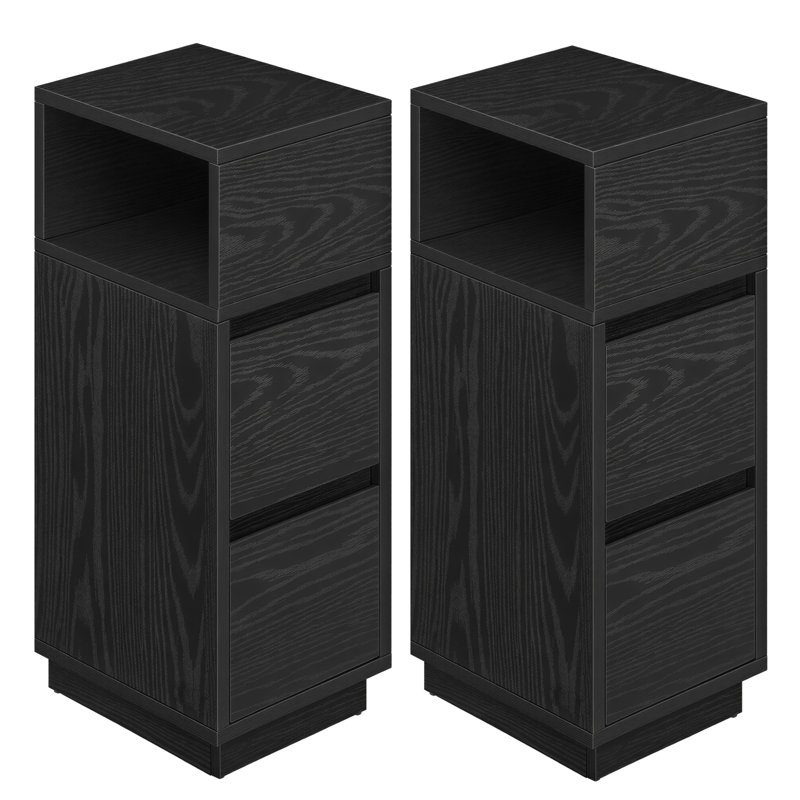 Arcolia 25cm W Manufactured Wood Bedside Table, Black