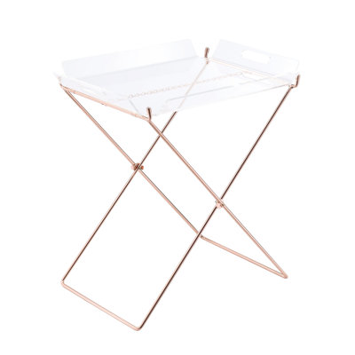 Table transparente en acrylique et plateau avec base traîneau tendance et portable