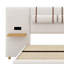 Lit plateforme tapissier avec deux prises, ports de chargement USB, deux coussins de chevet et tablettes de rangement-432939898-432939897
