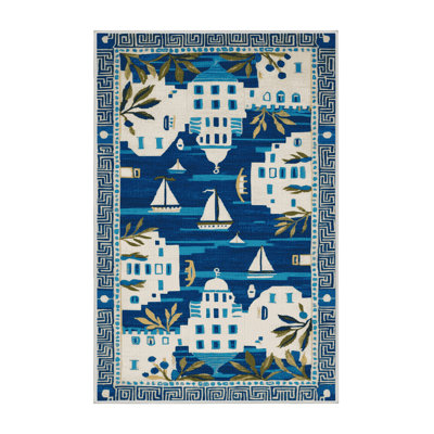  Tapis nautique lavable à motif d'îles grecques