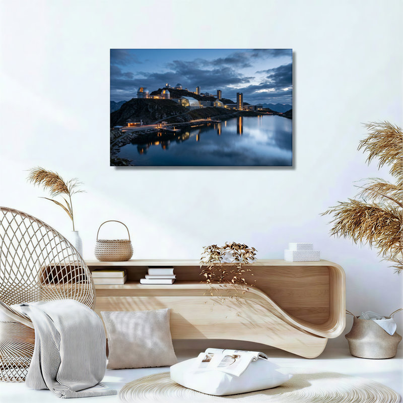 Ensemble de 1 tableau sur toile représentant un ciel nocturne, H 16 po x l 24 po, Toile tendue