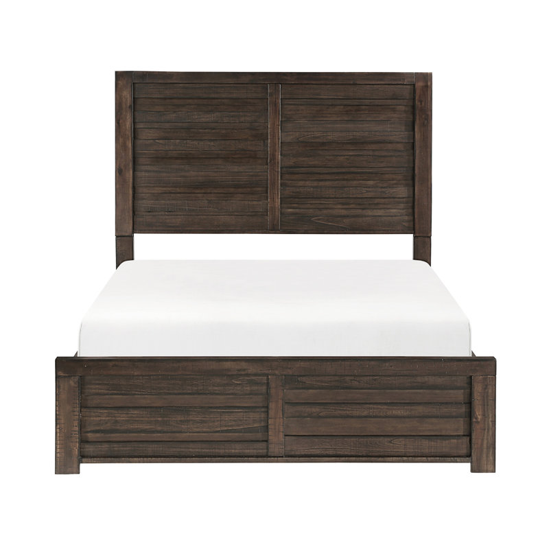 Lit double, cadre, tête de lit et lit double en placage de bouleau brun foncé, Marron foncé