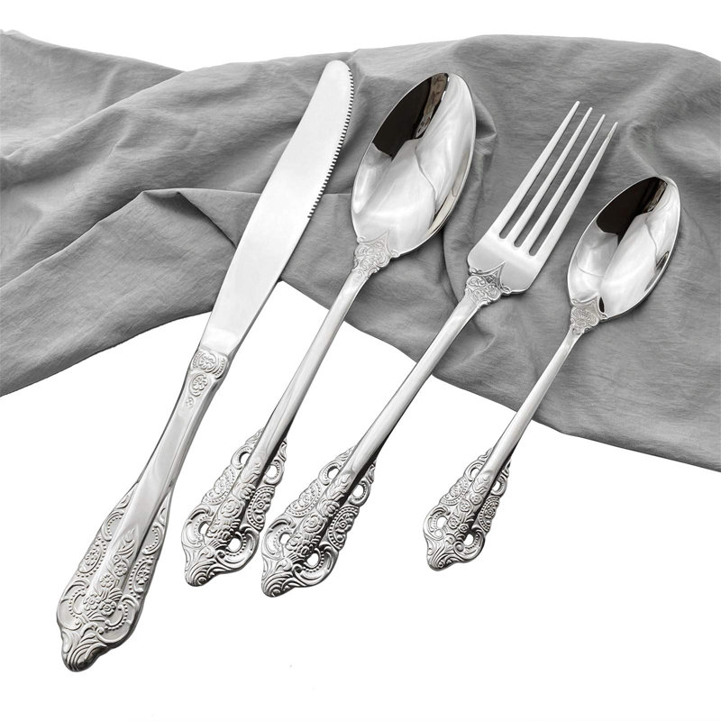 Mirror Polished Silver Silverware Set, 24-Piece 18/10 Stainless Steel Shiny Finish Flatware Set Service For 6, Kitchen Utensil Set, Tableware Cutlery Set For Home And Restaurant Dishwasher Safe