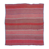Vintage Frazada Square Kilim In Pink Striped Geometric Pattern - Rug & Kilim