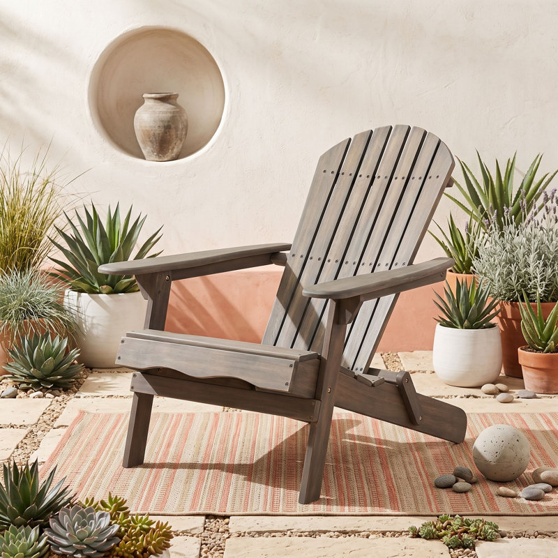 Chaise en bois avec dossier et accoudoirs, Gris