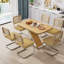 Ensemble de table de salle à manger extensible Modern Farmhouse pour 4 à 6 personnes-4536557-4537105-4536554