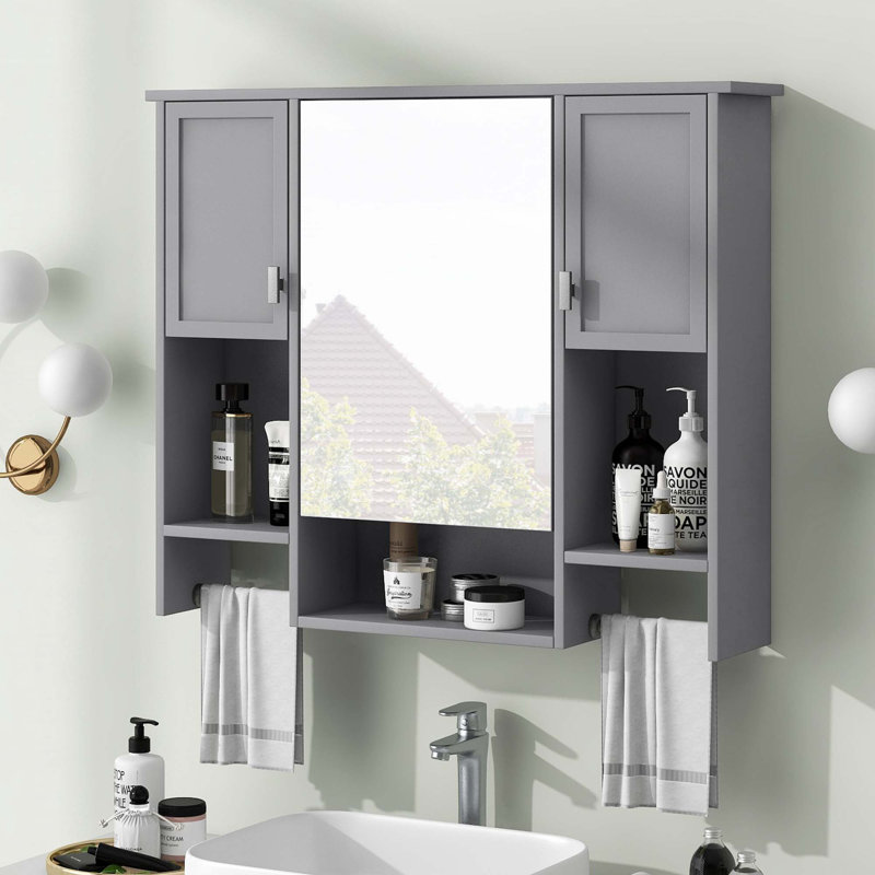 Bathroom Wall Cabinet With Mirror, Gray