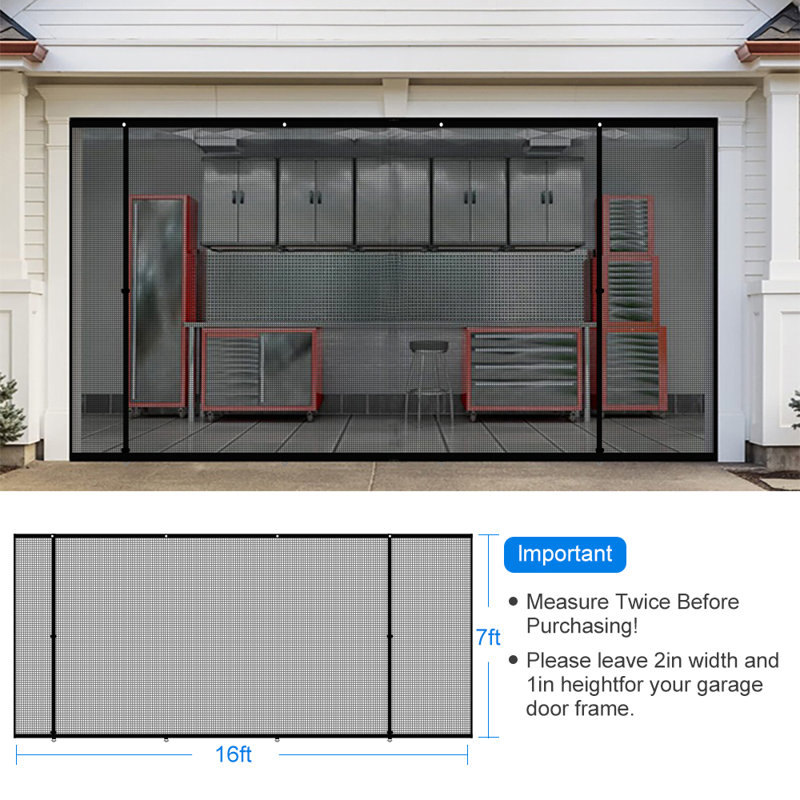 Rideau de porte de garage en fibre de verre avec trois crochets pour garage