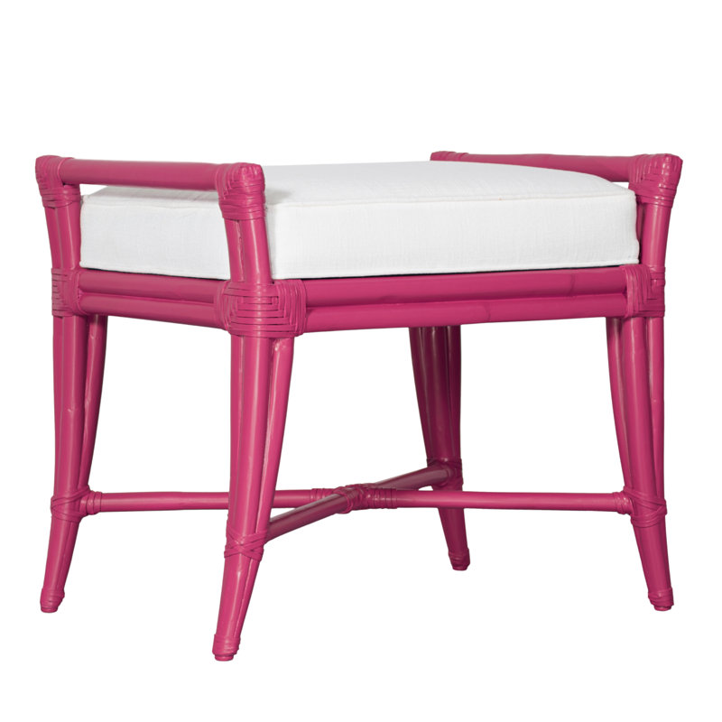 Malacca Upholstered Bench, Hisbiscus Pink