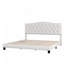Lit plateforme tapissier avec tête de lit courbée et détails capitonnés Diamond, beige