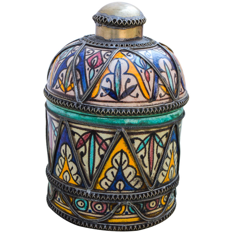 Bol décoratif en céramique andalou bleu / bleu sarcelle / multicolore