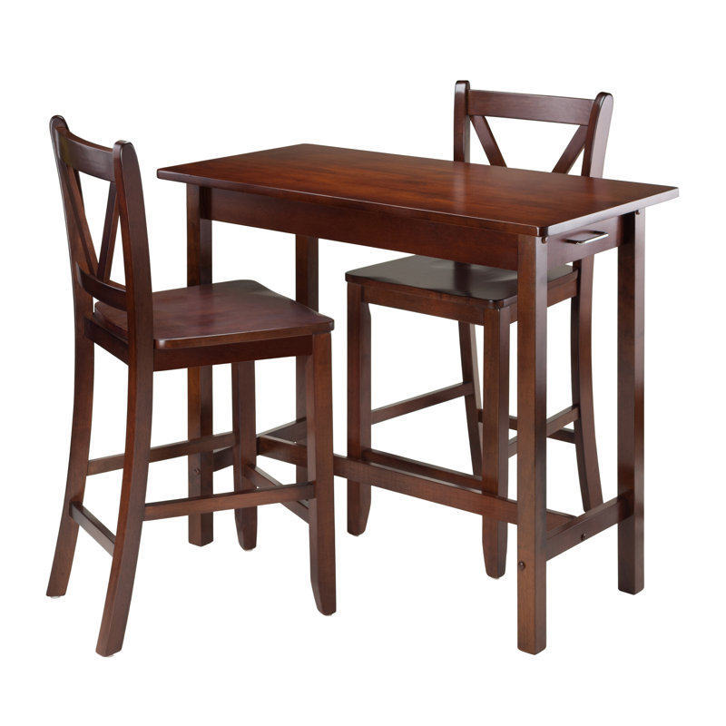 Lafabre 2 - Person Walnut Solid Wood Solid Wood Top Four Leg Dining Set