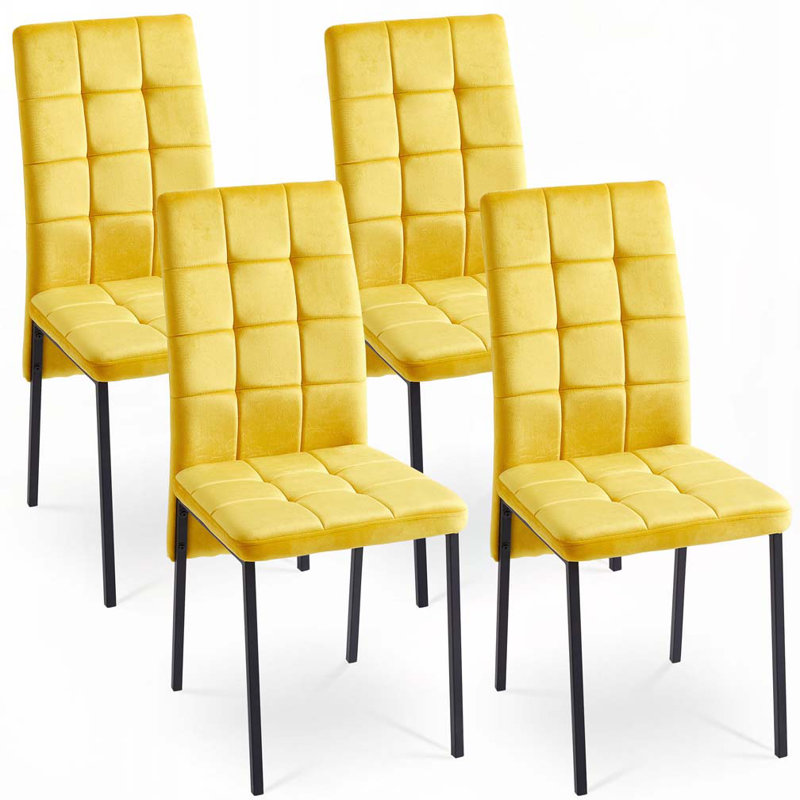 Chaise en velours Nordic, Jaune