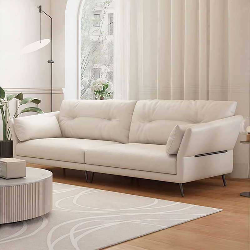 Canapé modulaire blanc en cuir véritable, Blanc