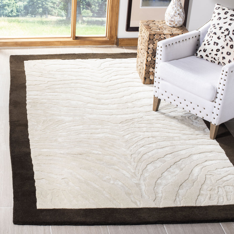 Tapis ivoire en laine touffeté à la main Christoper, Rectangle 8 pi 3 po x 11 pi