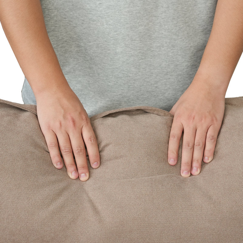 Canapé rembourré 3 pièces en tissu de lin avec repose-pieds Moncada, Kaki