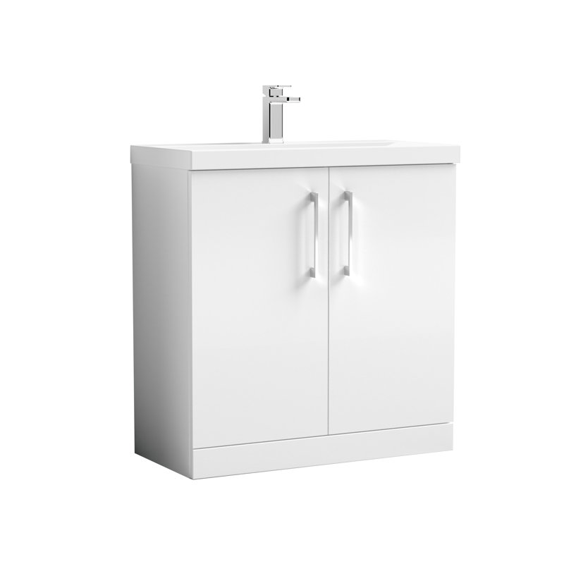 Arno 810mm Single Bathroom Vanity with Integrated Vitreous China Basin, Gloss White