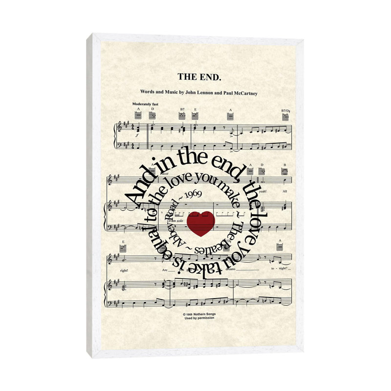 The End - Red Heart - Print on Canvas, 66.04 cm H x 45.72 cm W, White Framed