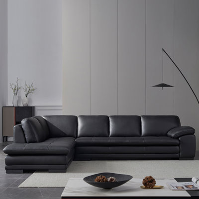 126" Wide Leather Match Sofa & Chaise