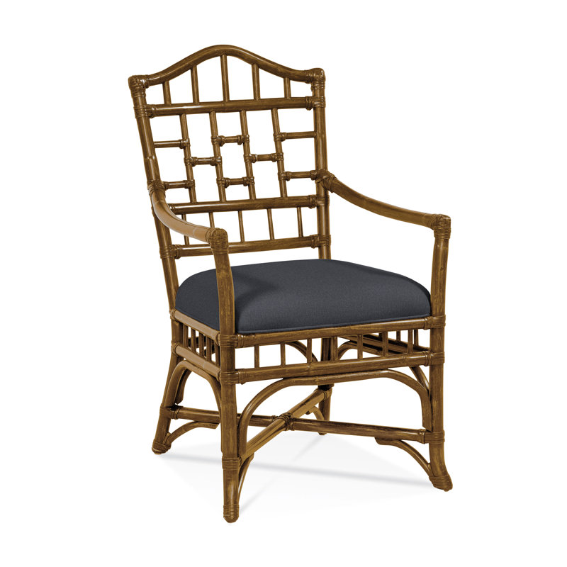 Chippendale Upholstered Arm Chair, Havana, White Textured Performance; 0865-91