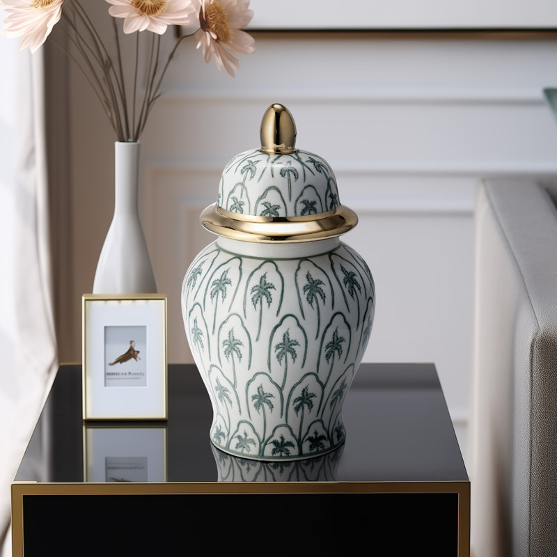 Pot traditionnel en céramique avec couvercle orné en grès traditionnel - motif décoratif fabriqué à la main avec motif classique et détails élégants