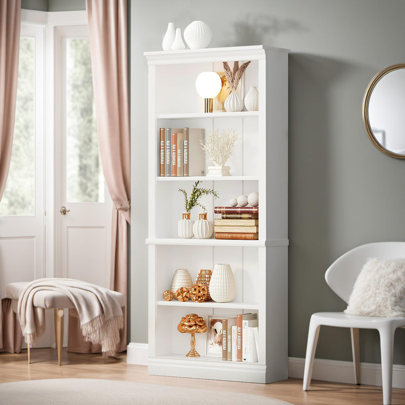 Bookshelves, 5-Shelf Tall Bookcase 72" Wood Open Display Floor Bookshelf, Large Storage Organizer for Library, Bedroom, Living Room