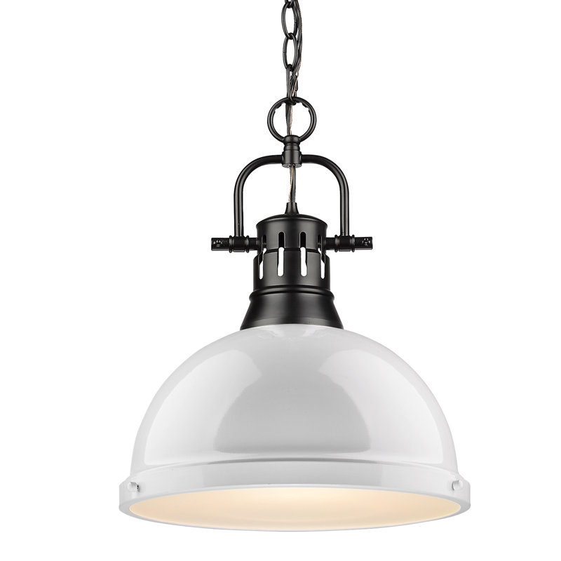 Luminaire suspendu en forme de dôme 1 lumière Alethia, Blanc, Noir mat