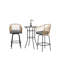 Pcs Outdoor Bar Set With Swivel Bar Chairs And Dpc Wood-like Round Bar Table In Grey