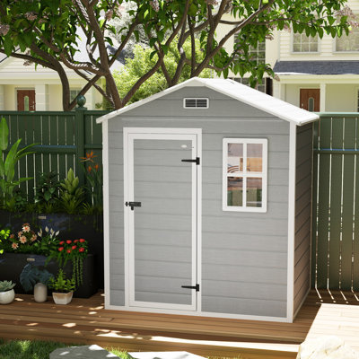 Garden 6 ft. W 4 ft. D PP Resin, Aluminium Reverse Apex Storage Shed