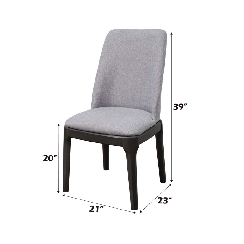 Chaise d'appoint en lin gris clair et chêne gris, ensemble de 2