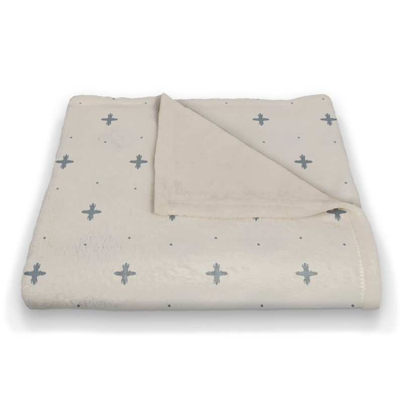 Hand Woven Throw Blanket, Blue/White