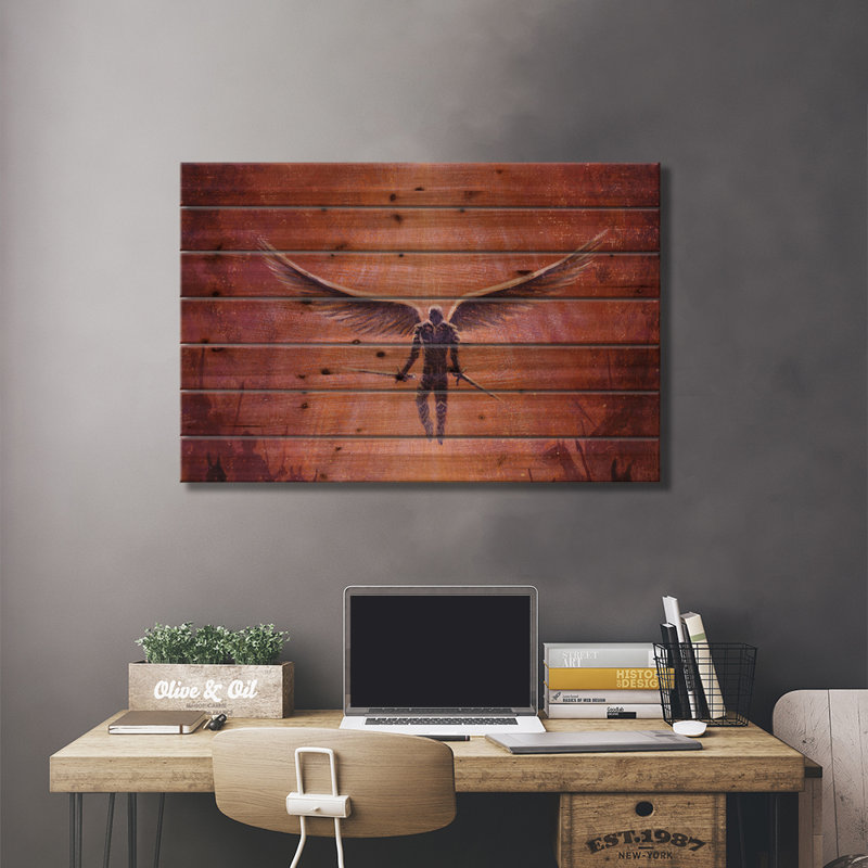 Ange, fantaisiste, art onirique, H 18 po x l 26 po x P 1,5 po