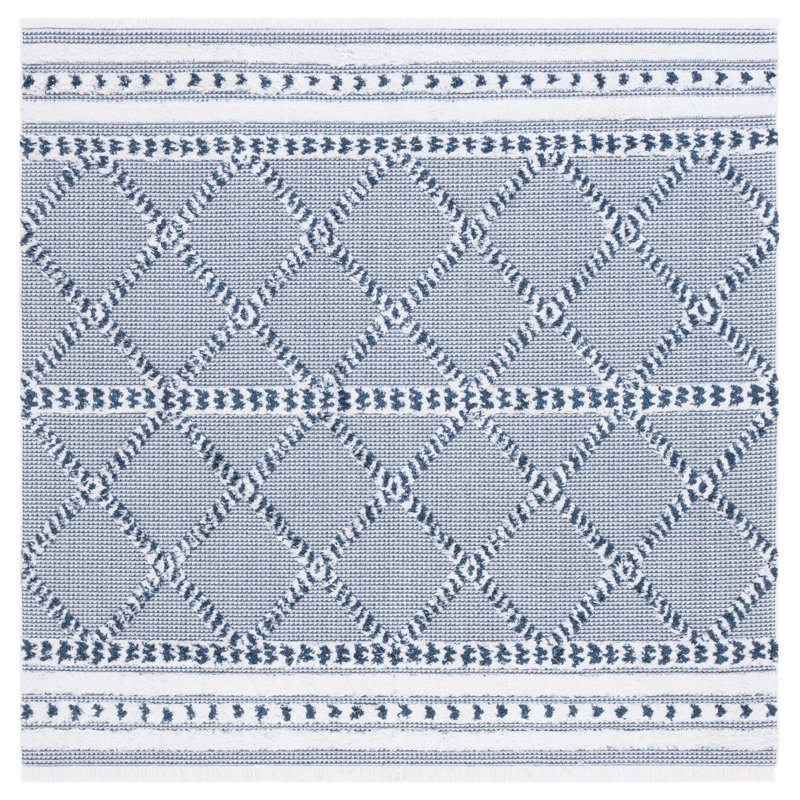 Tapis bleu marine / ivoire Woodbury, Carré 6 pi 4 po