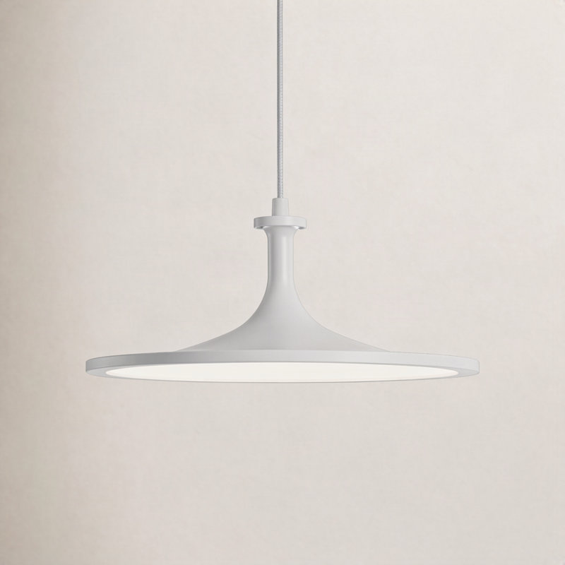 Daveney 1 - Light LED Single Pendant, White, 5.25" H x 12" W x 12" D