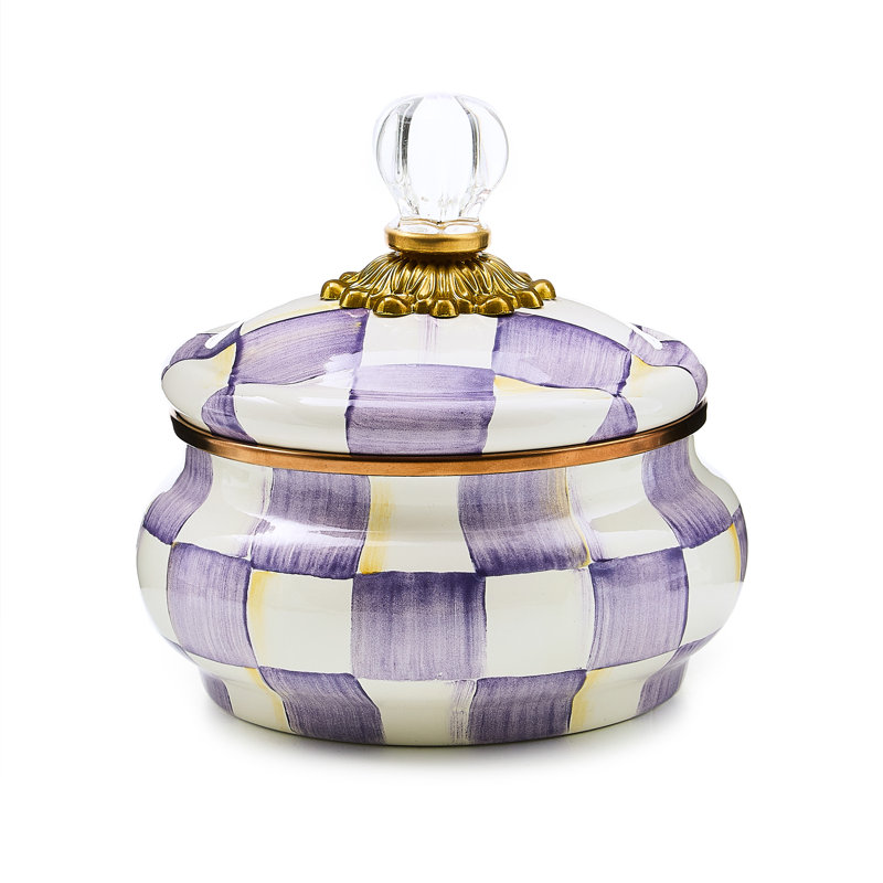 Violet Check Squashed Pot