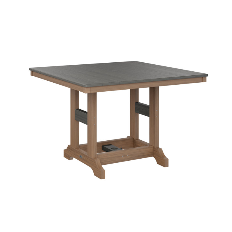 Garden Classic Outdoor Square Bar Table, Antique Mahogany, Coastal Gray