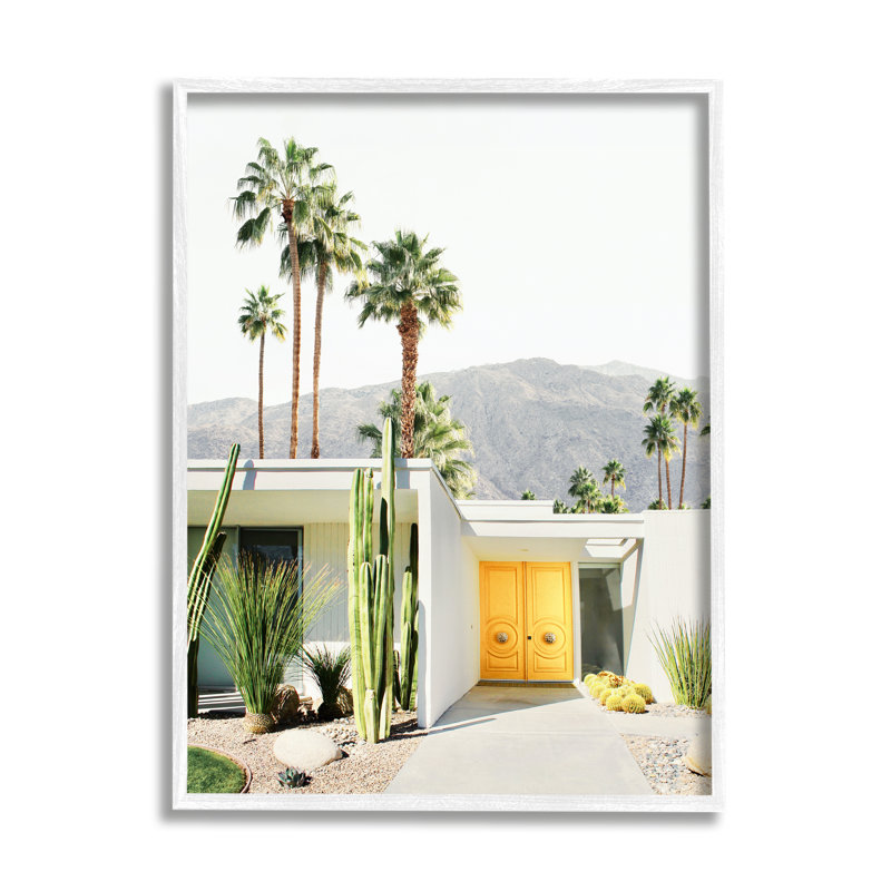 Palm Springs House Photography White Framed Canvas Print