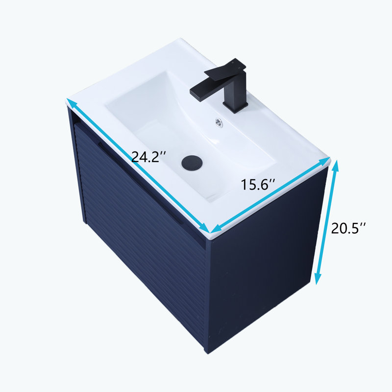 Meuble-lavabo simple mural 24 po moderne blanc, Marine