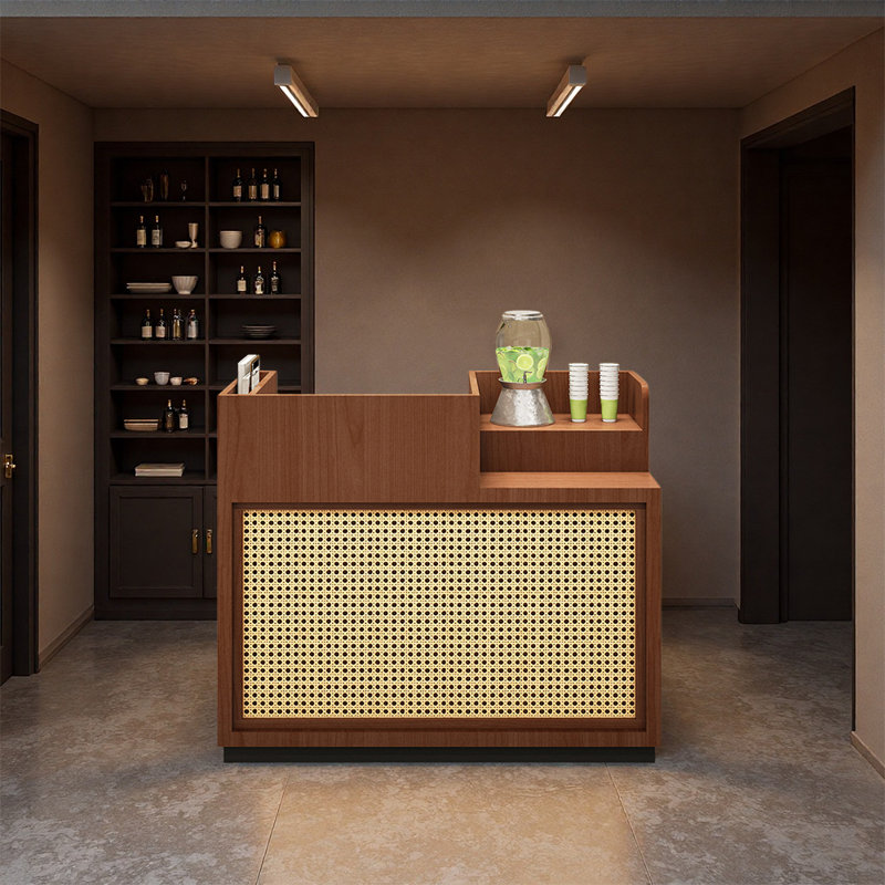 Small Vintage-Style Bar Counter – Compact Retro Design for Home Bars, Lounges, Pubs and Entertainment Spaces, Brown