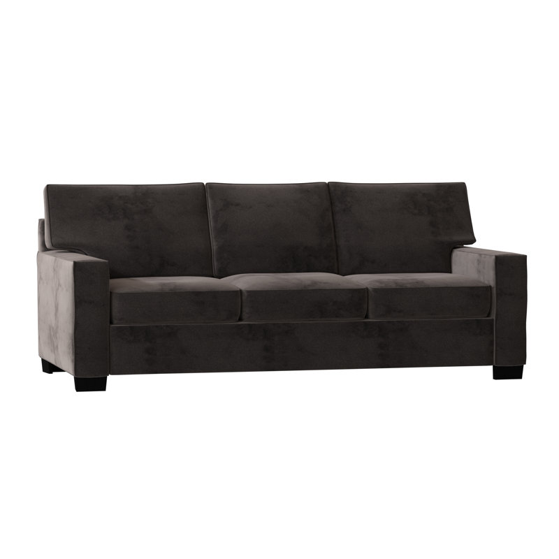 Canapé à accoudoirs carrés Fullerton, 72 pouces, Velours gris anthracite, Noir