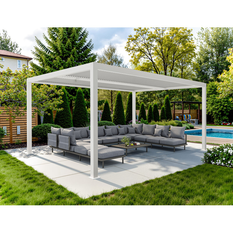 Pergola d'extérieur en aluminium blanc 12 'x 14' Pergola