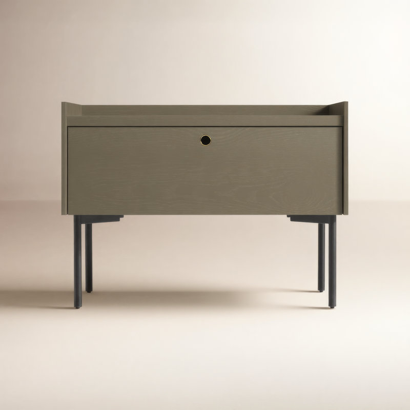 Peek 27'' W Metal Nightstand, Dark Olive