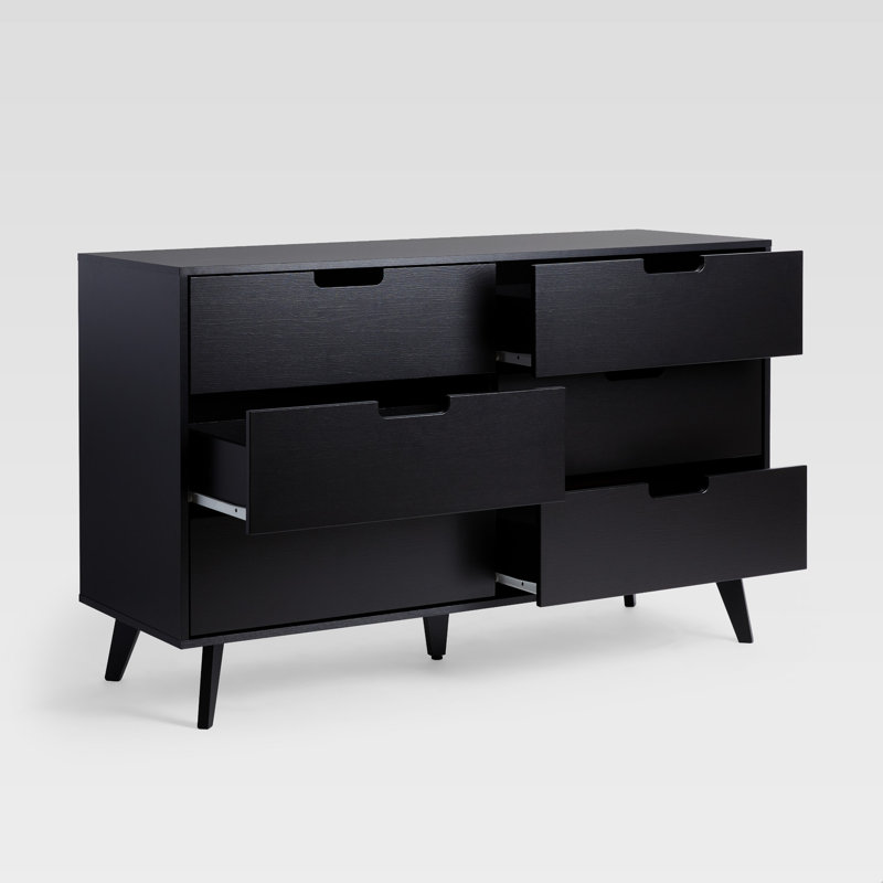 Lilette 52'' W 6 - Drawer Dresser, Black