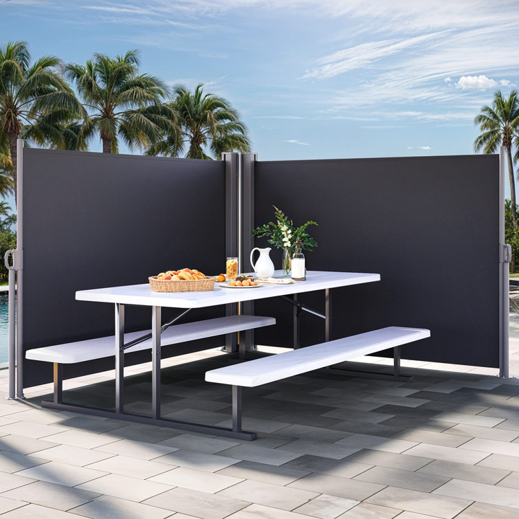 Edrosie Inc 117.6'' W D Polyester Cover Retractable Freestanding Awning
