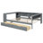 Full Gray Wood Platform Bed With Shelves, Drawers, Charging & Upholstered Headboard-2081394640-2081394645